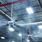 MicroCool whisper humidifiers installed in manufacturing warehouse